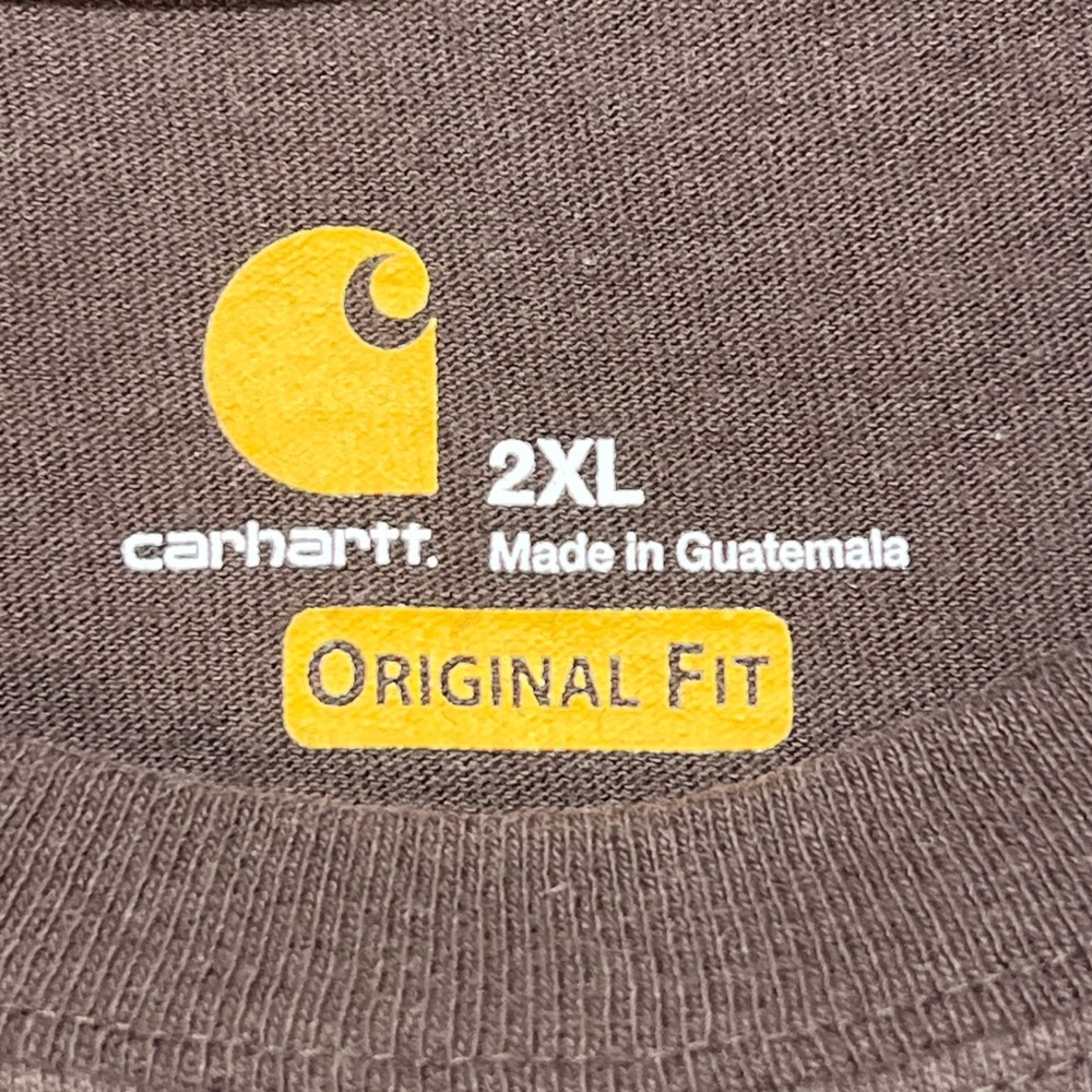 Carhartt Mens K87 DKB Workwear Pocket T-Shirt Dark Brown 2XL Original Fit Cotton - Picture 3 of 8